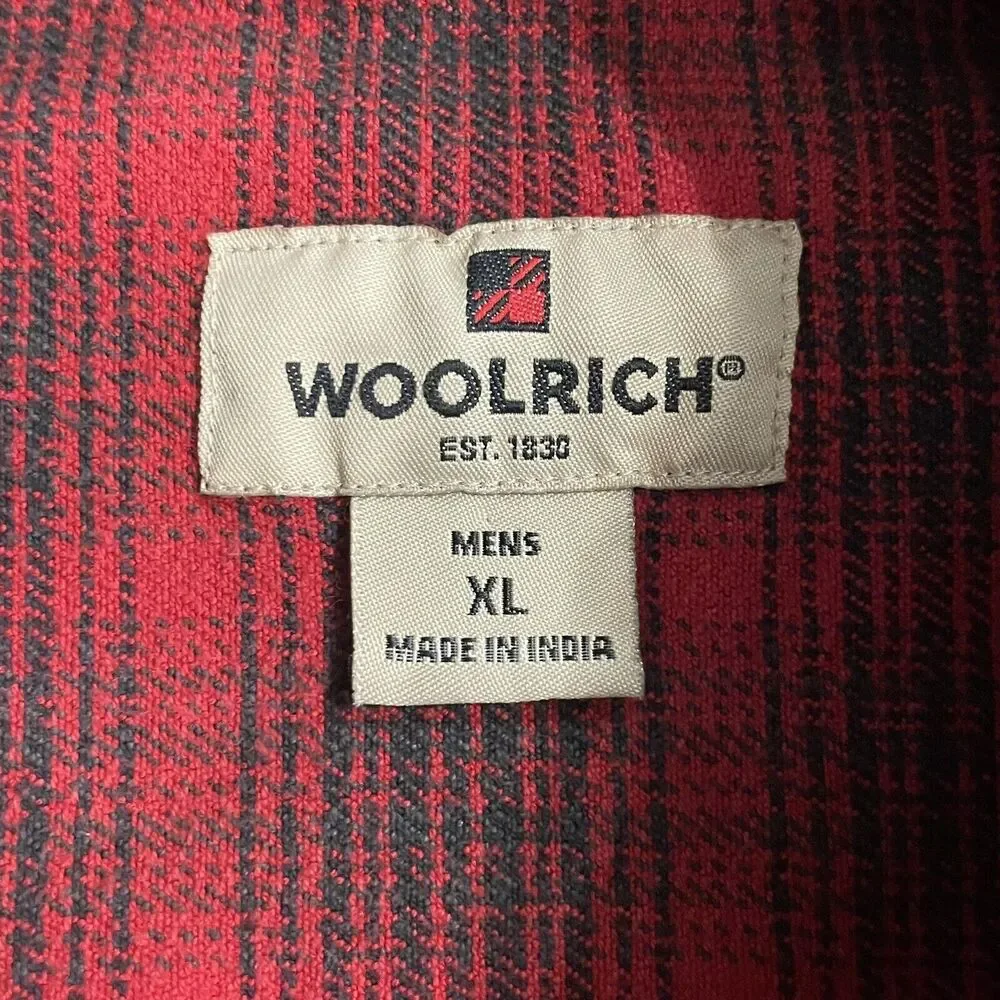 Woolrich Flannel Shirt Plaid Button‎ Down Heavy weight Mens XL
